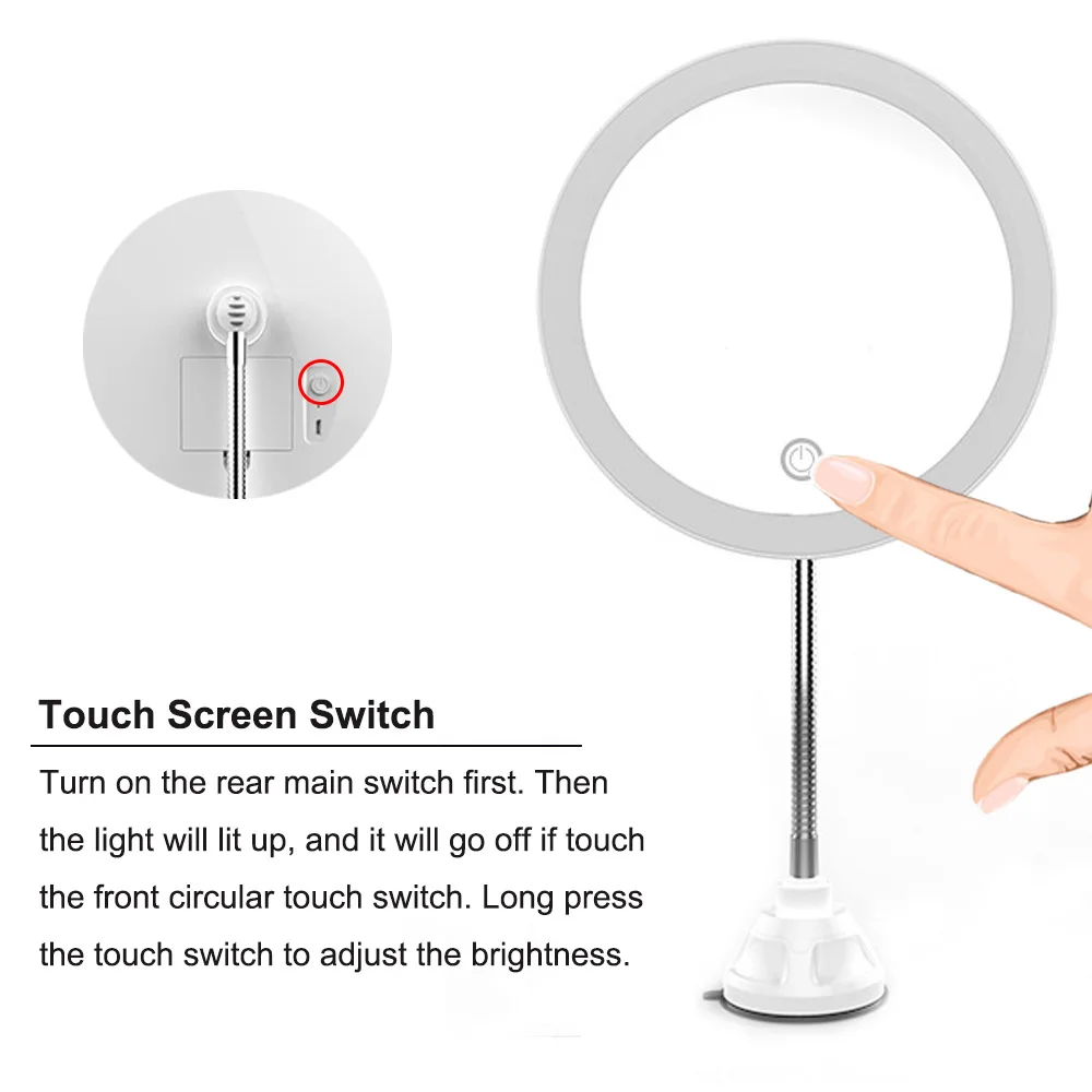 Touch Screen Makeup Mirror 5X Magnifying Flexible Mirror Brightness Adjustable LED Light Vanity Mirror Make Up Miroir Maquillage 2