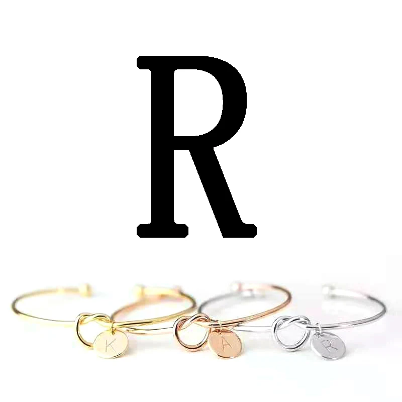 Bracelet-R Индивидуальный выбор, золото, розовое золото, серебро, 26, очаровательный браслет с буквой, браслет для женщин, мужчин, влюбленных, инициалы, пара браслетов - Окраска металла: Bracelet-R
