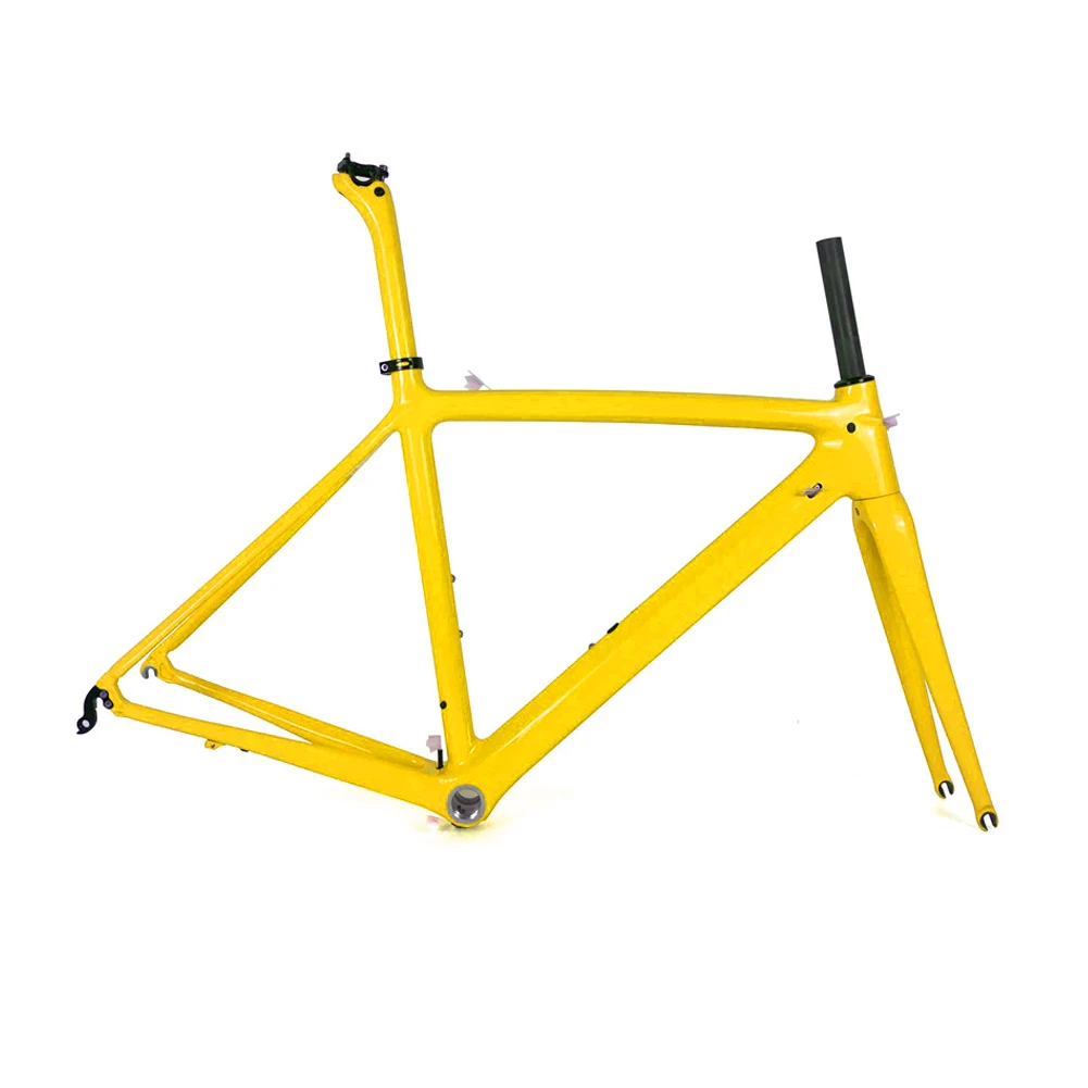 T1000 полностью карбоновые рамы дорожного велосипеда 700C, велосипедные рамы для шоссейного велосипеда, карбоновые рамы+ вилка+ подседельный штырь+ гарнитура+ зажим, Новинка - Цвет: Yellow Color