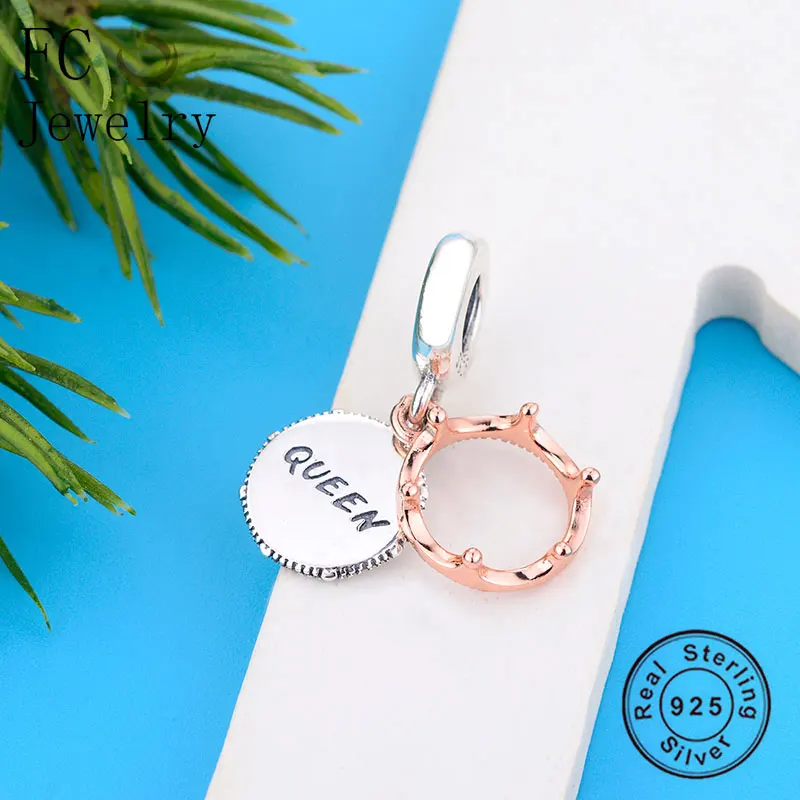 FC ювелирные изделия, подходят к оригинальным браслетам Pandora, брелоки, 925, серебро, розовое золото, queen корона кулон из бисера для изготовления моменты Для женщин Berloque(брелоков