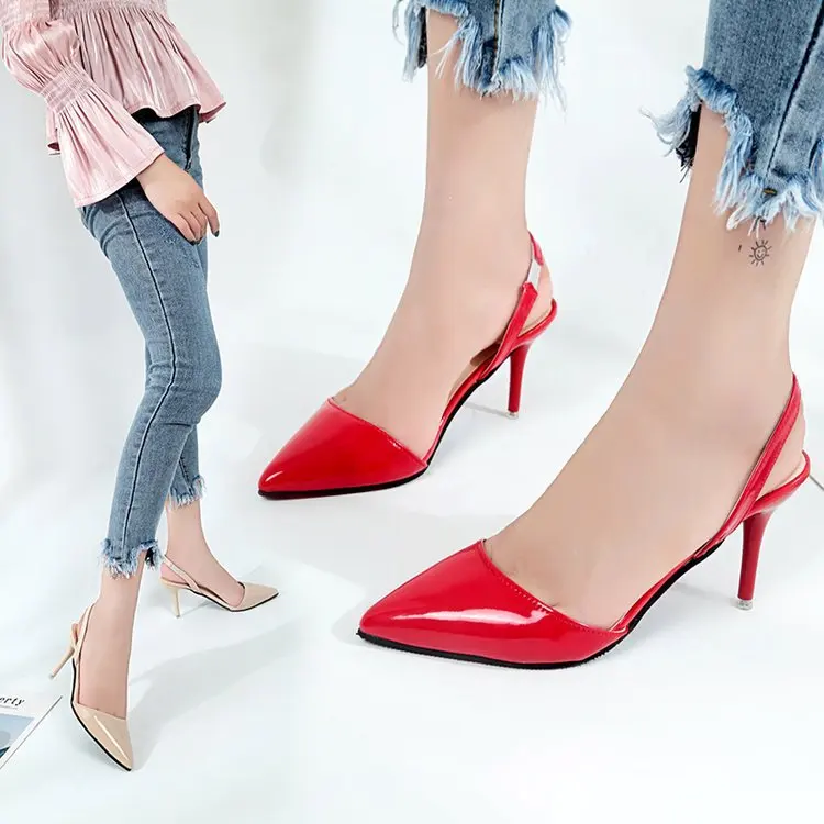 

summer Female sandals Pointed Toe high heels Nude color tip with 7cm fine with high heels Pumps Zapatos Mujer jkm890