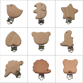 

2pc Beech Wooden Pacifier Chain Accessory Silicone Bead Baby Teether teething Infant Soother Clip Nipple Clasp Toy DIY hold Tool