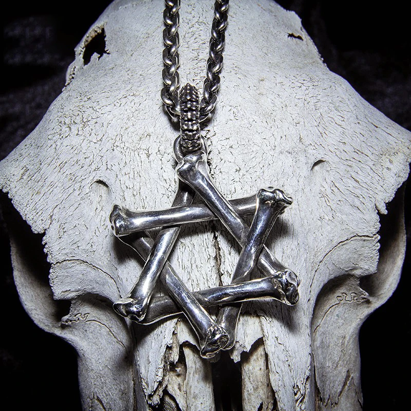 

Original Design 925 Sterling Silver Six-pointed Star Pendant Men And Women Personality Skull Necklace