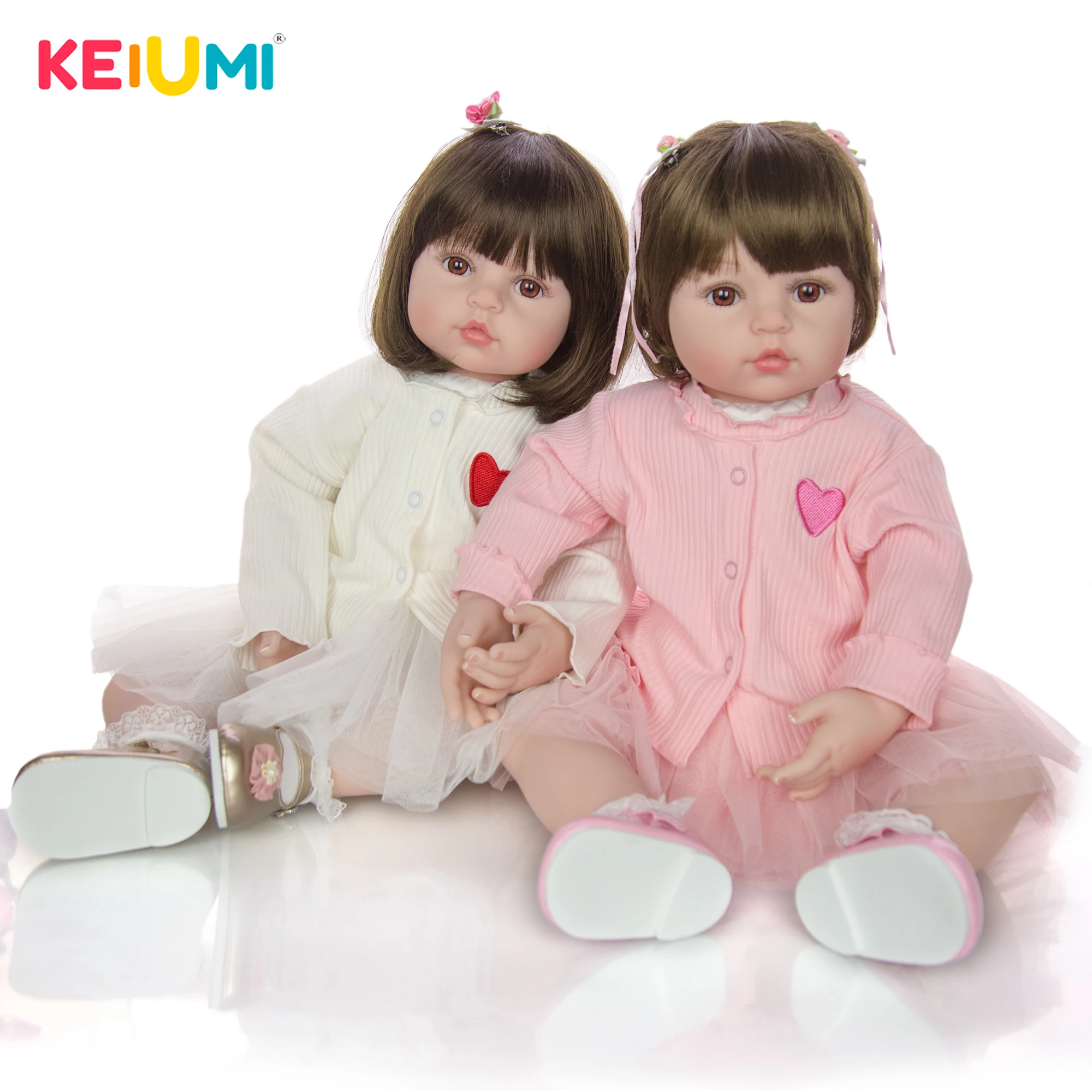 

KEIUMI симпатичная 24-дюймовая двойная кукла-Реборн, мягкая на ощупь виниловая кукла для девочки, живая кукла-младенец, тканевая кукла, детский подарок
