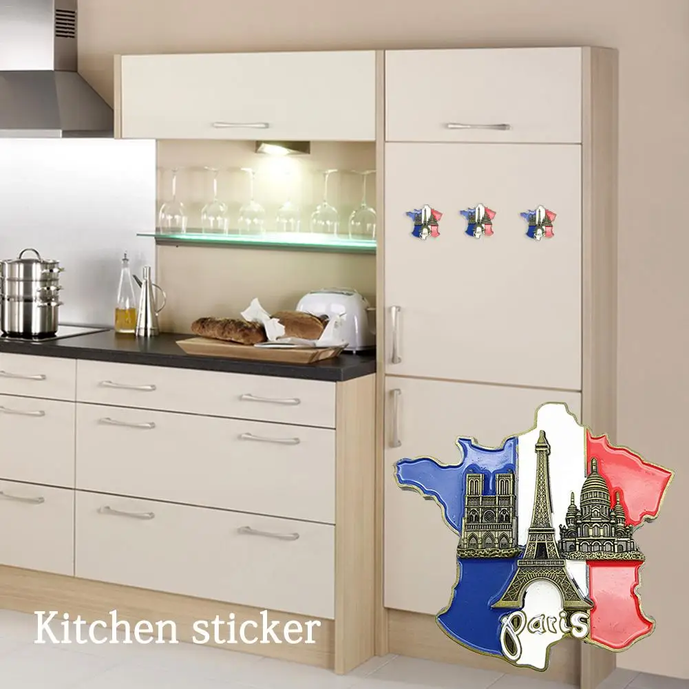 1 шт. креативный 3D металлический магнит Франция карта наклейки на холодильник смола наклейка холодильник Париж туристический сувенир товары для дома Декор