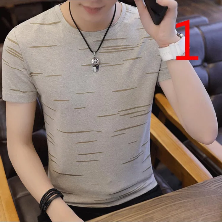 

Cotton t-shirt men's short-sleeved 2019 summer new Korean version of the trend of self-cultivation h