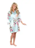 Wholesale Flower&Peacock Kimono Bathrobe Women Satin Soft Sleepwear Sexy Mini Bride Bridesmaid Wedding Robe Dressing Party Gown - Image 4