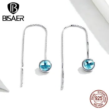 

Simple Earrings BISAER 925 Sterling Silver Long Chain Simple Classic Women Stud Earrings for Women Fashion Jewelry ECE720