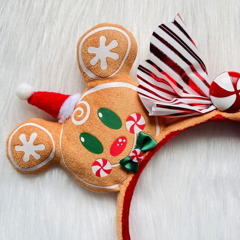 Disney Christmas Mickey Mouse Gingerbread Candy Headband Ears Disneyland Minnie Christmas Decoration Gifts