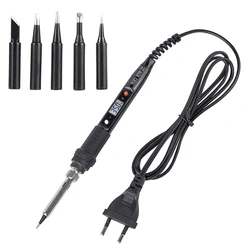 80W Digital Electric Soldering Iron with LCD Display and Adjustable Temperature - EU (GRAY)