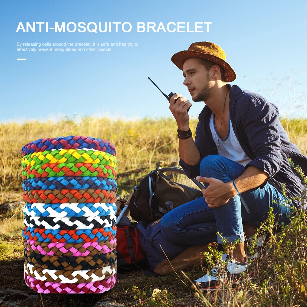 12PCS Waterproof Spiral Wrist Band Double Color Rope Mosquito Repellent Bracelet Anti Mosquito But Pest Repellent Bracelet