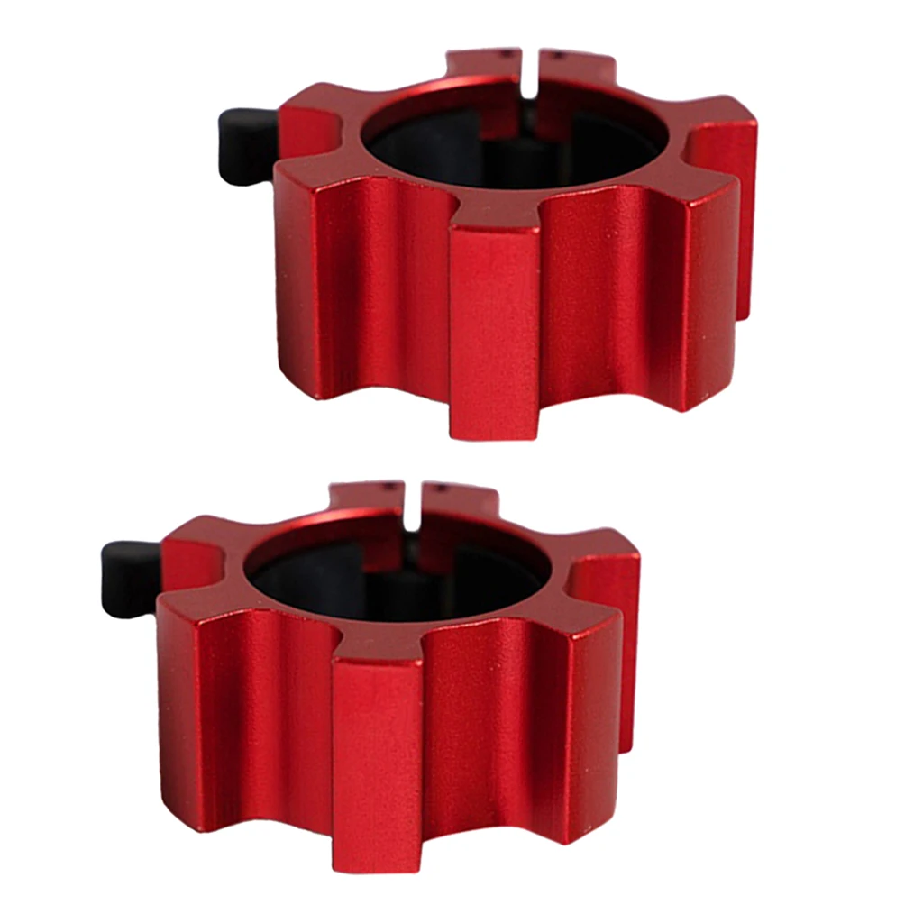 2pcs Solid Dumbbell Clamp Collars Barbell Spin Lock Gym Weight Bar Clip Red