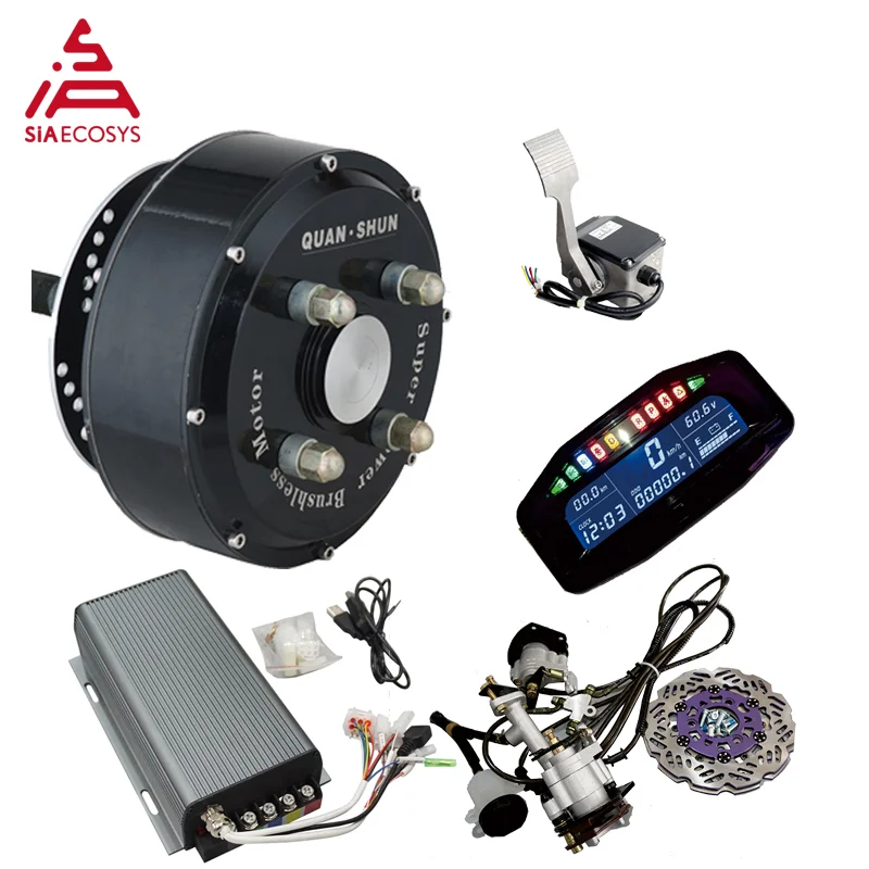 QSMOTOR 72V 90KPH Electric Car Hub Motor Conversion Kits Dual 3000W For