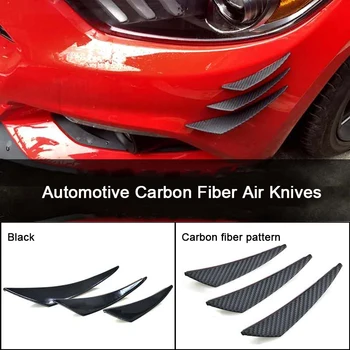 

Racing Modified Front Bumper Car Lip Splitter Bumper Fins Air Knife Body Spoiler Carbon Fiber Grain Universal Fins Air Knives