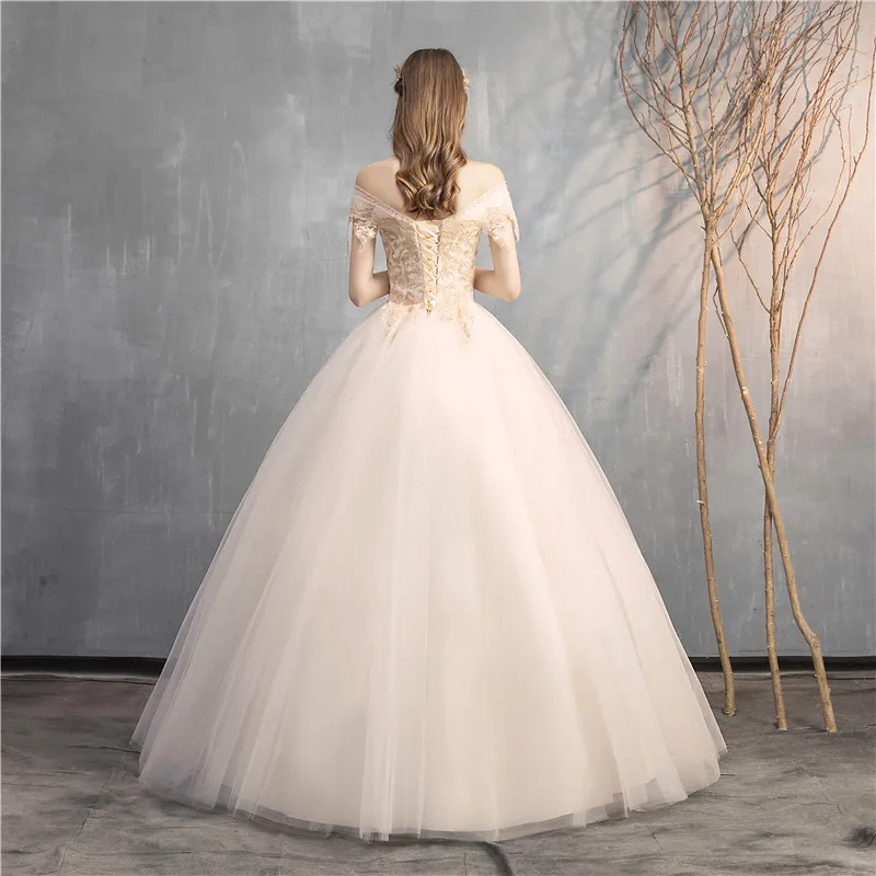 VLNUO NISA New Fashion Deep V-Neck Champagne Lace Wedding Dress Lace Up Custom Made Plus Size Bridal Gown Vestido De Noiva 30