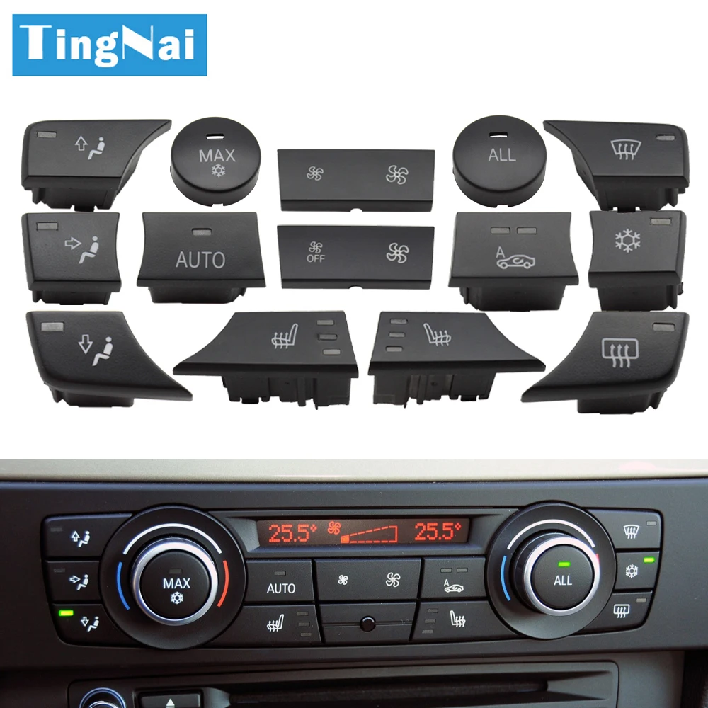 Car Dashboard Air Conditioning AC Button Rotary Knob Cap Repair Kit For BMW 1 3 X1 X3 E81 E82 E87 E88 E90 E91 E92 E93 E84 F25 car ac control switch,air conditioning control panel