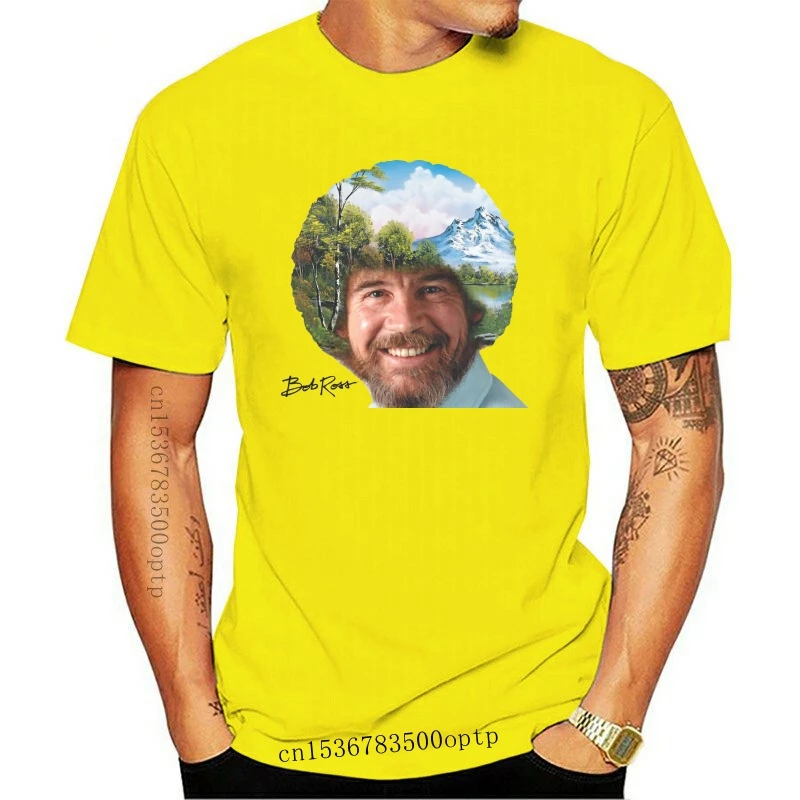 New Bob Ross The Joy Of Painting Cult Tv T Shirt Mens Short Sleeve Plus Size t-shirt colour jurney Print t shirt t-s |