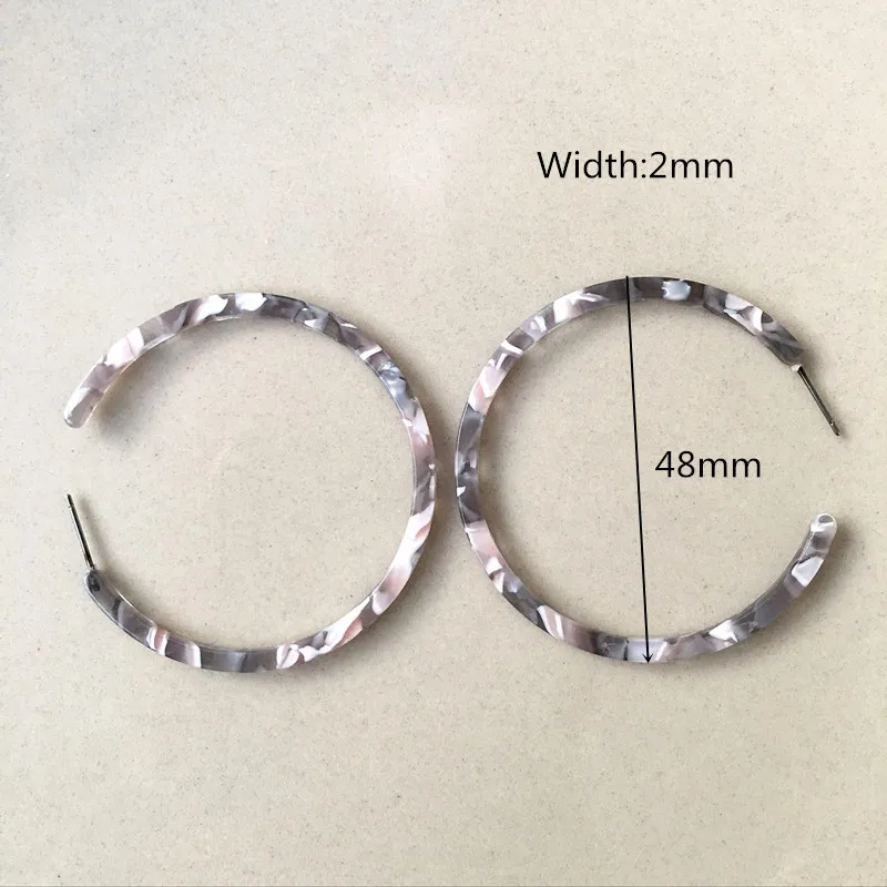UJBOX Japanese Korean Acetate Earrings Women Thin Large Acetic Acid Hoop Earrings Factory Wholesale