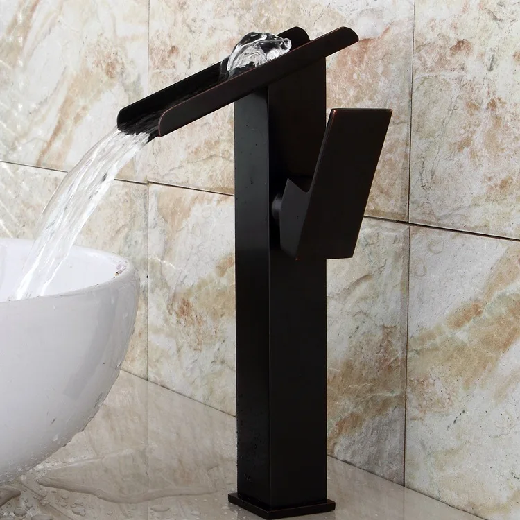 

European Style Black And White with Pattern Copper Faucet Hot And Cold Basin Retro Stage Basin Vintage Wide-Mouth Chrome Waterfa