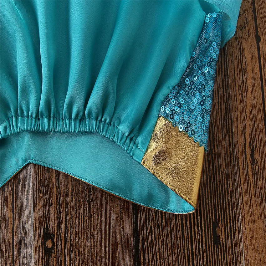 3-8T Toddler Kids Girl Aladdin Jasmine Princess Cosplay Set Fancy Dress Up Party Costume T-shirt Pants Outfit Set Girls Clothes