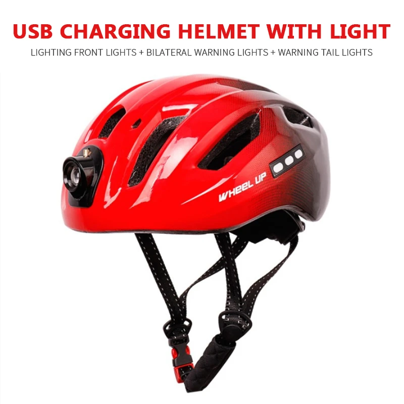 Luz LED recargable de bicicleta, ultraligero, en molde, al aire libre para ciclismo, correa de casco de seguridad, lámpara trasera para bicicleta de montaña y carretera|Casco para bicicleta| - AliExpress