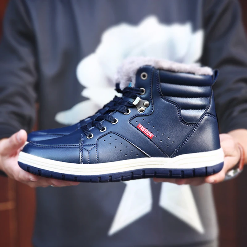 

UPUPER 2019 Winter Boots Men Waterproof Anti-Skidding Leather Casual Men's Snow Boots With Plush Keep Warm Men Ankle Boots 39-48