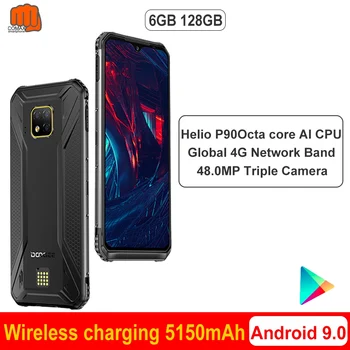 

Doogee Helio P90 IP68/IP69k Mobile Phone 6.3"Display Octa Core 6GB/128GB 48MP Triple Camera 5150mAh Android 9.0 Rugged Phone