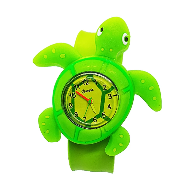 High Quality Children Watch for Girls Baby Gift 3D Minnie Turtle Pat Flap Wrist Watch Child Sports Students Clock Kids Watches - Цвет: turtle - green