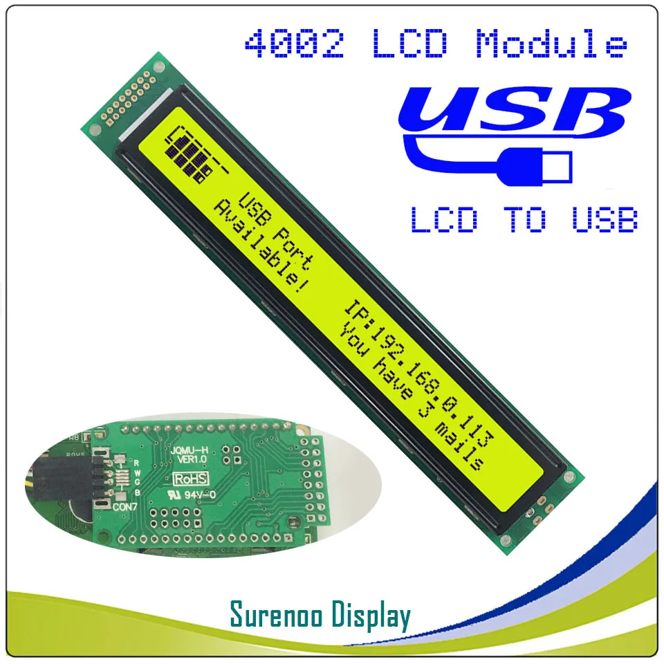 ЖК дисплей 2USB USB 402 40X2 4002 персонаж модуль экран панель sutible LCD Smartie & AIDA64 для DIY ПК|green