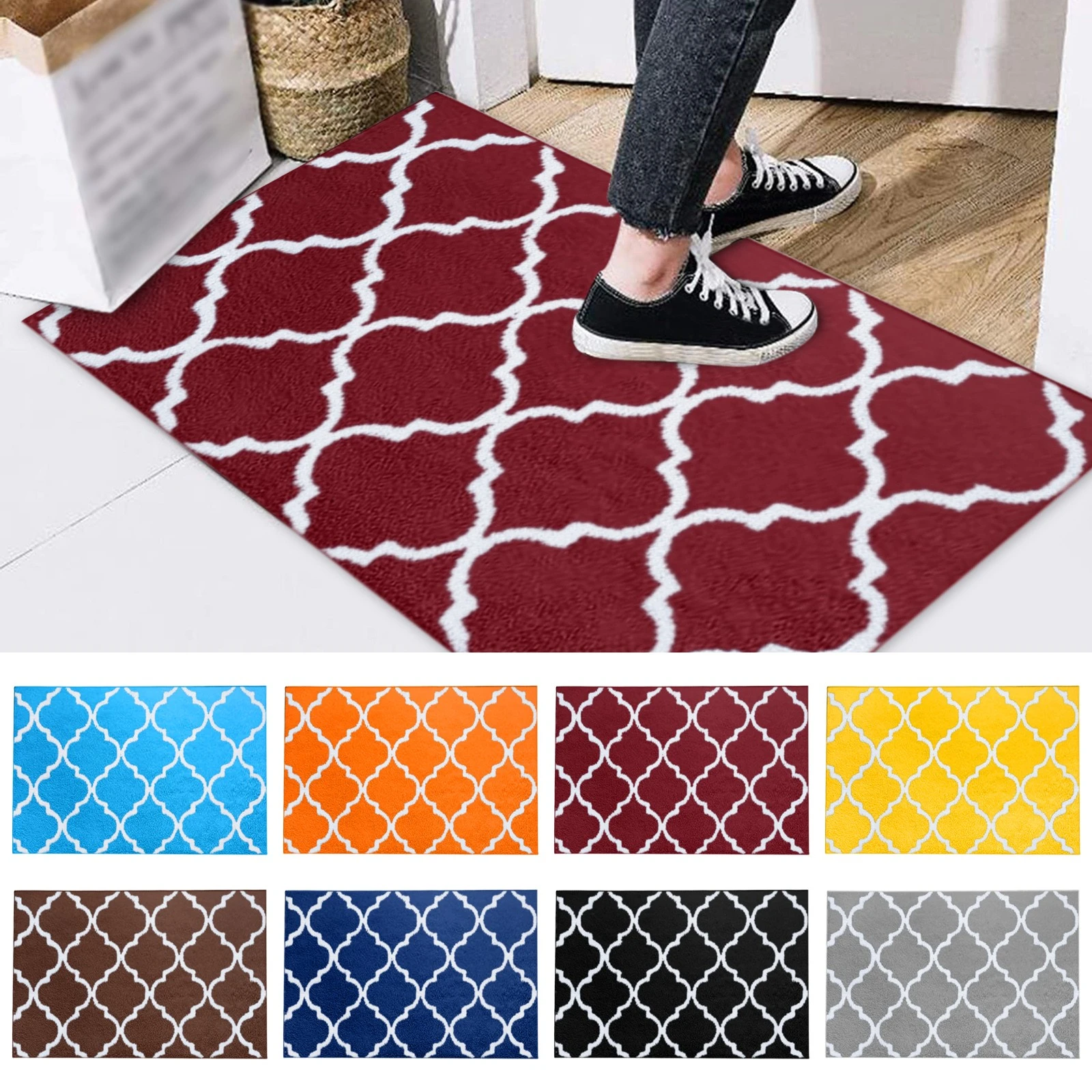 Felpudo de entrada interiores alfombra de diseño de bajo perfil, de terciopelo de cristal, duradera, trampa para suciedad y puerta delantera|Alfombra| - AliExpress