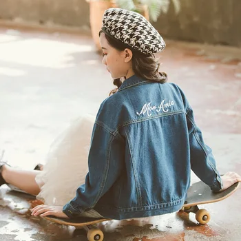 

Kids Girls Denim Coat Kids Jacket for Girls Outerwear 4-12 Year Single-breasted Embroidery Outwear Children Clothing 2020 Spring