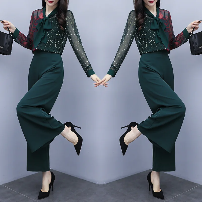 

2020 Spring Clothing New Style Graceful Two-Piece Set Debutante Elegant High-waisted Loose Pants Slimming Versatile Fashion WOME