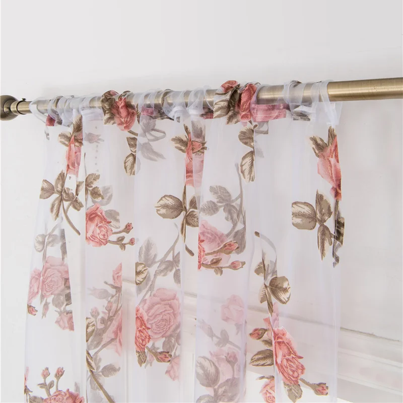 

Home Window Tulle Curtains In The Living Room Flower Printing Modern Voile Drape Panel Sheer Floral Curtain For Bedroom Kitchen