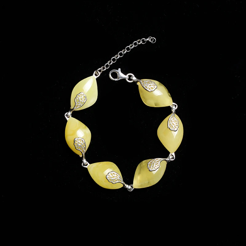 

Limited Edition - Baltic (Poland) Natural Amber Colorful Fashion Exaggerated Bracelet 925 Sterling Silver Inlay