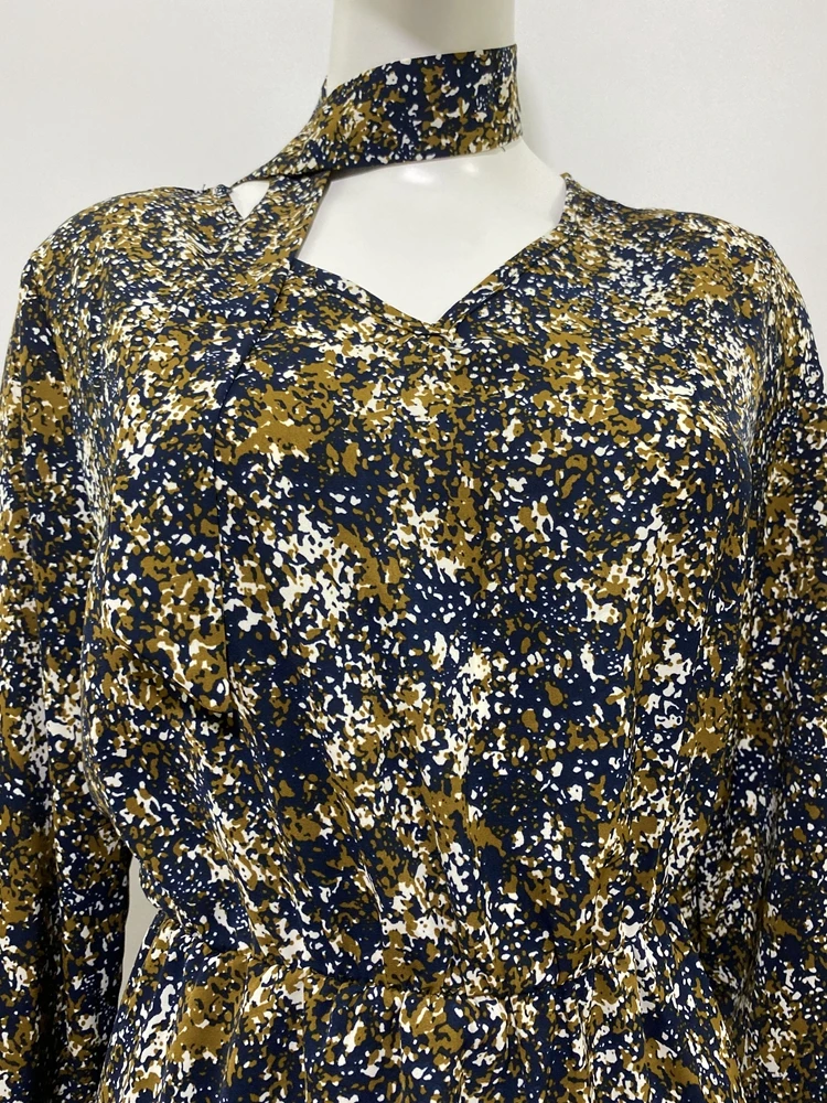 Vintage Print Holiday Boho Dress Women Long Sleeve Robe Femme Autumn Beach Sundress Korean Ladies Fashion Long Dress Vestidos