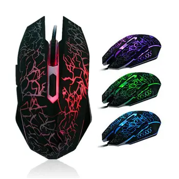 

Wired Gaming Mouse Crack Pattern 2400 DPI Ergonomic USB Glowing Mice for Laptop PC Computer Games/Work