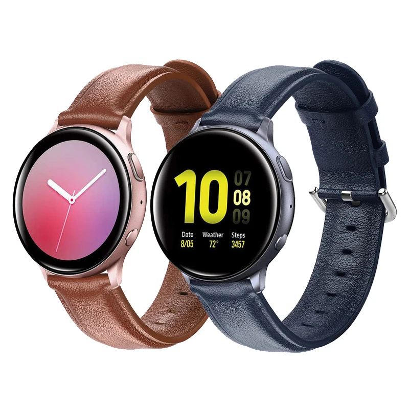 

Ремешок кожаный для samsung galaxy watch active 2 40 мм 44 мм, спортивный браслет для смарт-часов, аксессуары для наручных часов, 20 мм