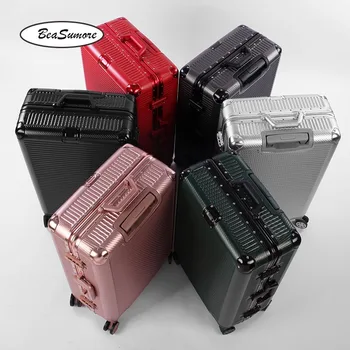 

BeaSumore New Weave pattern Rolling Luggage Spinner 100% aluminum frame Trolley Women Men 20 inch Cabin Suitcase Wheels