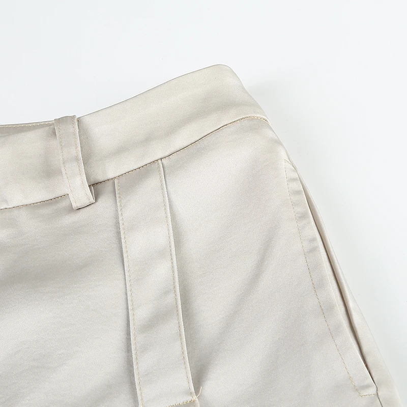 HEYounGIRL атласные брюки с высокой талией Капри повседневные свободные белые брюки женская уличная одежда элегантные спортивные брюки с полосками карман