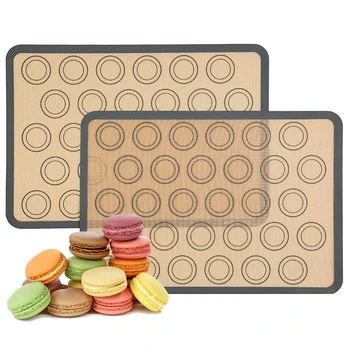 

2pcs Non Stick Silicone Dough Macaroon Tray Oven Baking Fondant Pastry Mould Sheet Mat Pad
