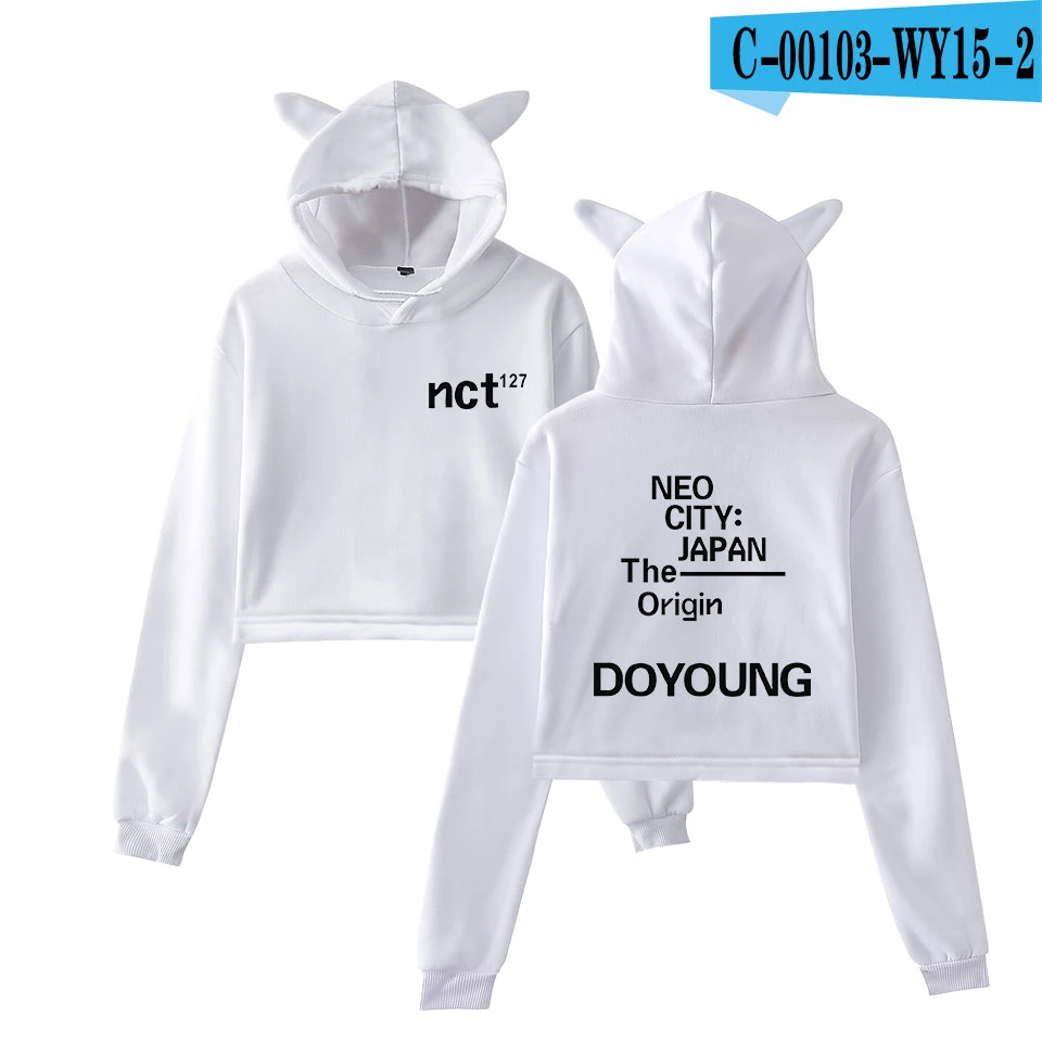 NCT 127 Сексуальная толстовка с котом, модная Корейская одежда для женщин, эксклюзивный Забавный короткий кошачий Топ Kawaii размера плюс XXS-2XL - Цвет: 17