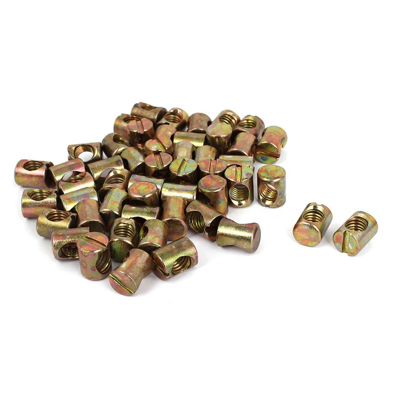 

M8x12mmx15mm Bed Barrel Bolts Cross Dowel Slotted Furniture Nuts 50pcs