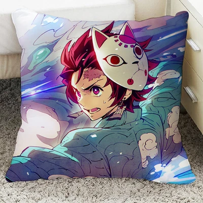 Черный Demon Slayer: Kimetsu No Yaiba Kamado Tanjirou Agatsuma Zenitsu Kochou Shinobu Подушка Мягкая Плюшевая Кукла - Цвет: Черный