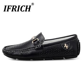 

2020 Summer Hand Made Loafers Shoes Men Black Men Drive Shoes Plus Size 45 46 Flats Shoes For Mens Brand Casual Leather Shoes
