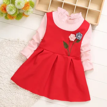 

Spring new girls dress fake two pieces baby children's dress Korean Princess little girl children's foreign style