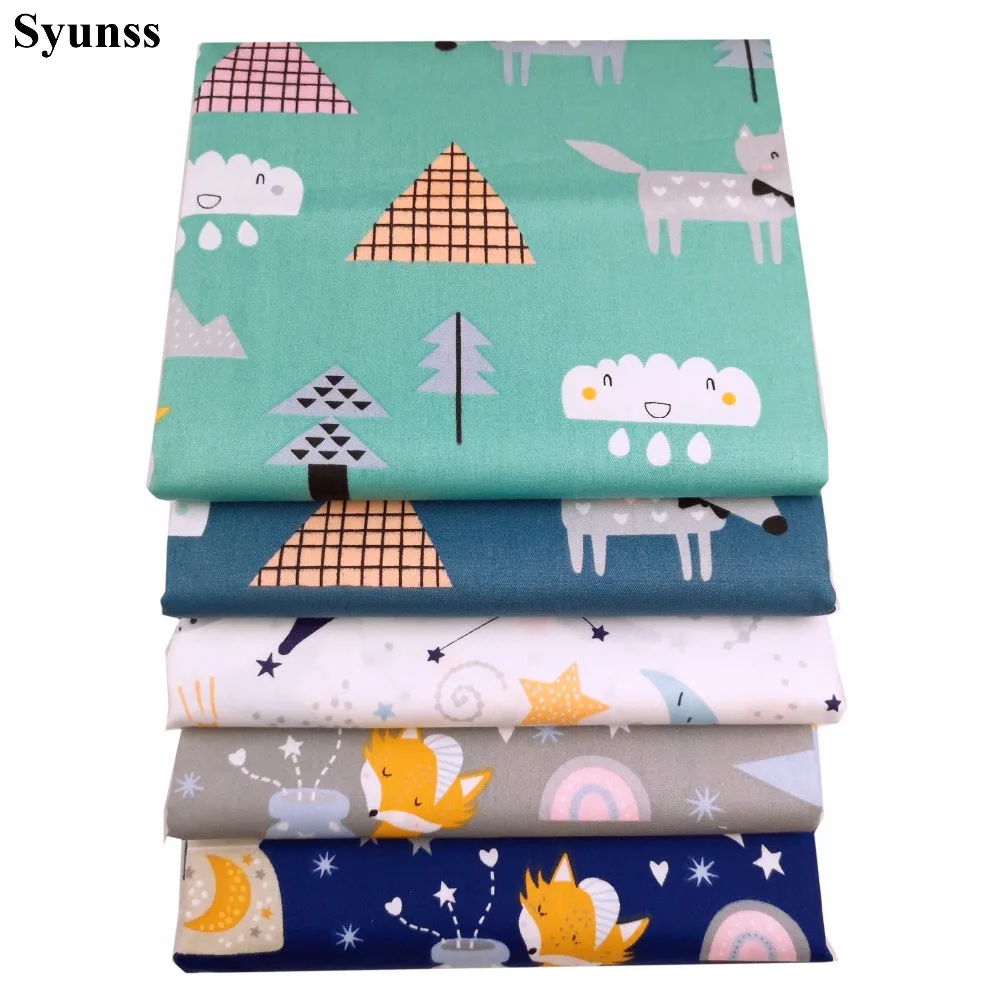 Syunss новые животные из мультфильмов лиса печати хлопок ткань для Diy лоскутное шитье детские кроватки тканевые подушки одеяло шитье Tissus