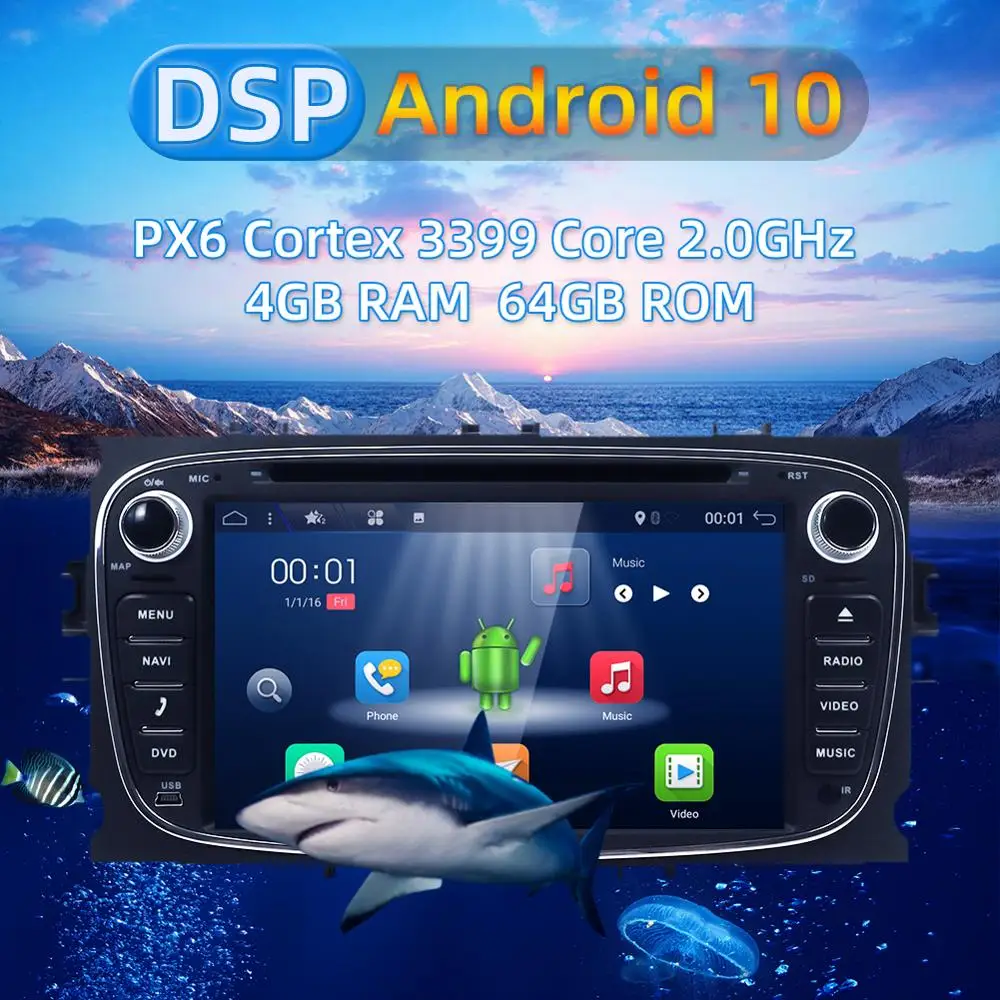 Автомобильный мультимедийный плеер 2 Din Android 10 0 DSP радио GPS авто для Ford focus Mondeo S MAX
