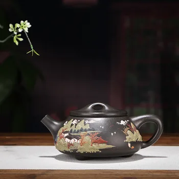 

Teapot Full Manual Raw Ore Green Mud-painted Stone Ladle New Product Sell Well Famous Kungfu Online Teapot Tea Set Wholesale