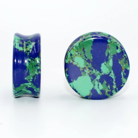 Pair Opalite Stone Ear Plug Sadde Gauges PIercing Ear Stretchers Expander Earring Earlets Body Jewelry