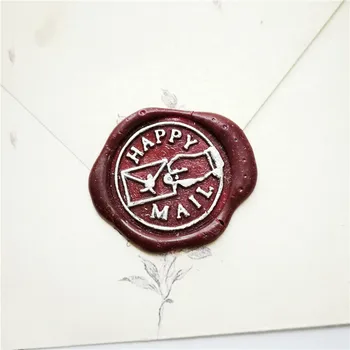 

Happy mail Sealing stamps Retro Wood Stamp Wax Seal Stamp Wedding Decorative sealing Stamp wax seals for wedding envelop seal